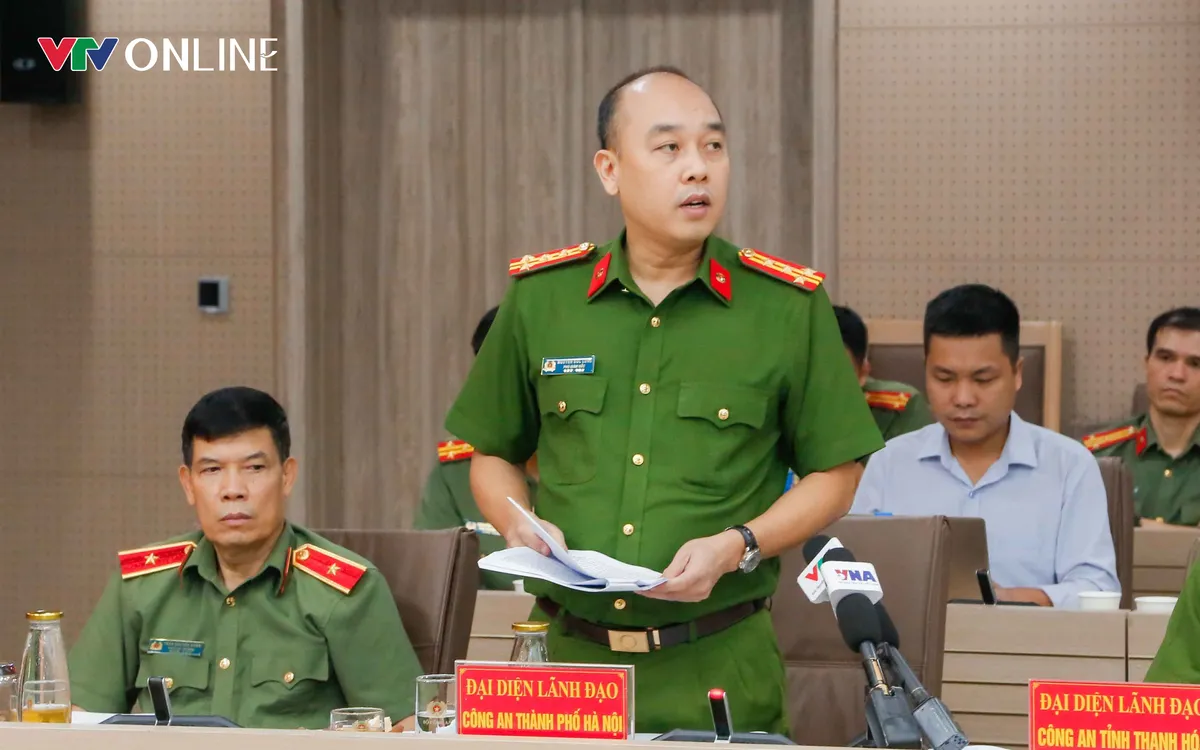 Đại tá Nguyễn Đức Long, Phó Giám đốc Công an thành phố Hà Nội thông tin tại họp báo.